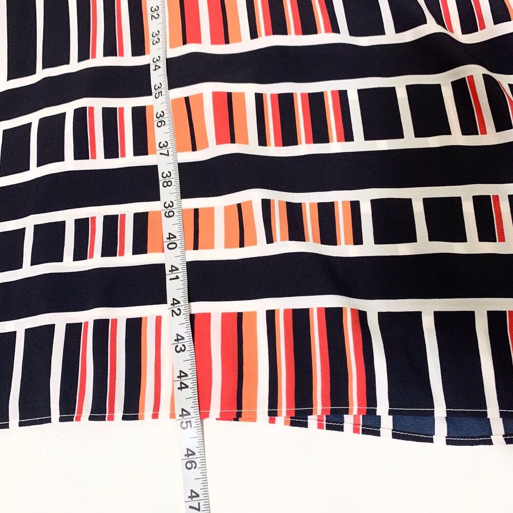Karl Lagerfeld Size 4 Striped Asymmetrical Handkerchief Hem Dress Faux Wrap - Picture 14 of 14